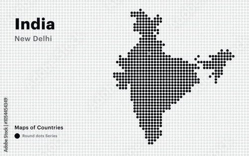 Creative Dotted Map of India with capital New Delhi. Round dots