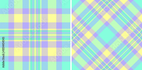 Seamless textile tartan of texture fabric check with a vector pattern background plaid. Set in light colors. Fashion trends for every season and holiday.