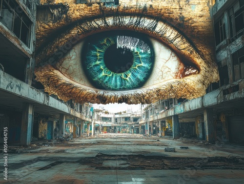 Large eye that is in a building