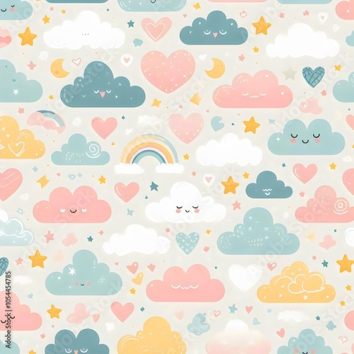 seamless pattern, children's pattern, kids pattern, cozy cute background