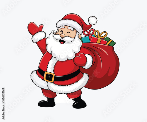 Classic Santa Silhouette EPS Vector Template Illustration