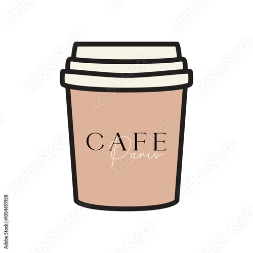 Stylish Cardboard Cup of Coffee Clip Art for Cafe Designs