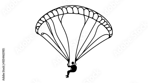 One continuous line illustration of a parachute, isolated on white background.