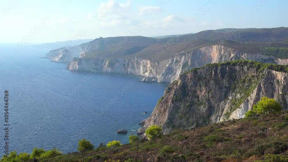 The steep rocky coastline of Zakynthos Island The steep rocky coastline of Zakynthos Island