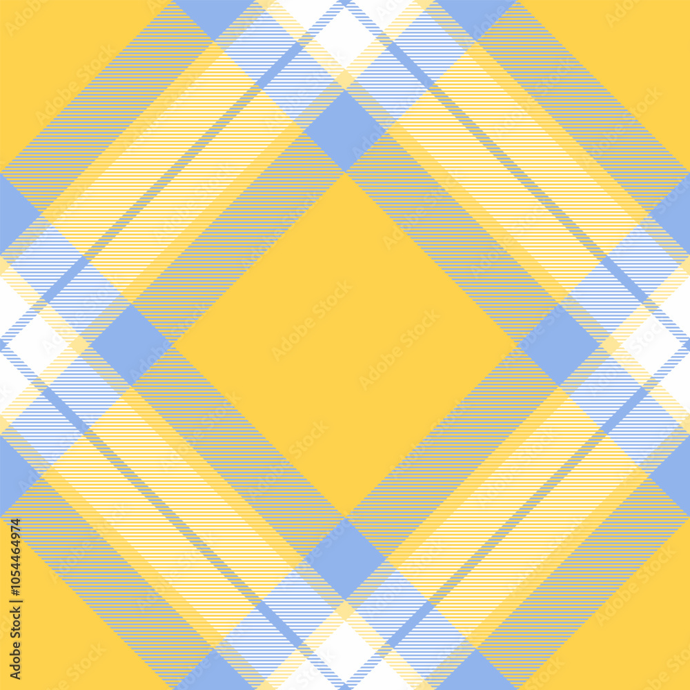 Relax seamless pattern check, national texture background vector. Equal textile tartan plaid fabric in yellow and blue colors.