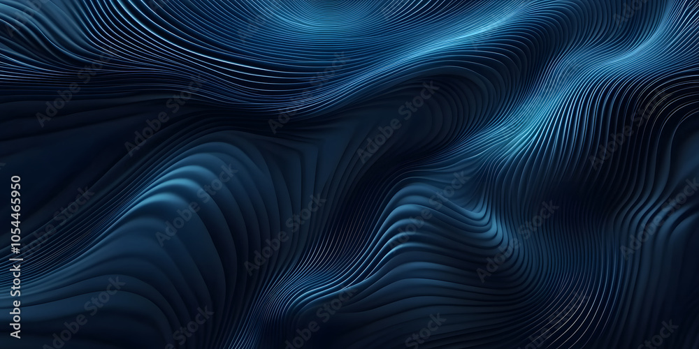 Obraz premium abstract wavy blue background. waves from many lines. digital space. holographic background