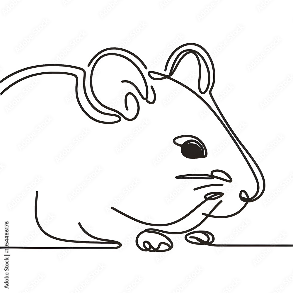 Fototapeta premium Minimalist mouse illustration in black and white