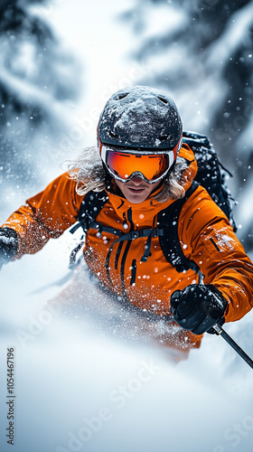 close up of a skieer in the mountains