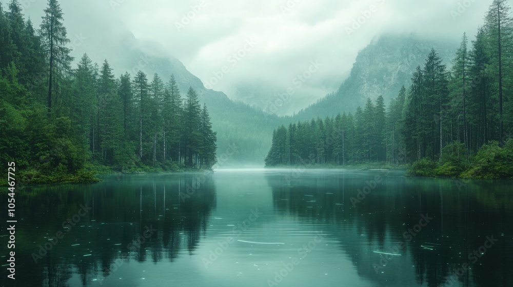 Boat that is floating in a lake near a mountain Boat that is floating in a lake near a mountain