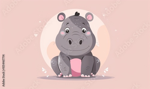 Cute hippo cartoon avatar natural habitat of hippos with a minimalist concept ai generated photo