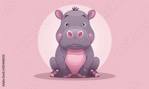 Cute hippo cartoon avatar natural habitat of hippos with a minimalist concept ai generated