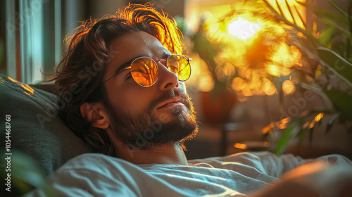 Freelancer working on laptop, natural light, cozy indoor setting with flowers