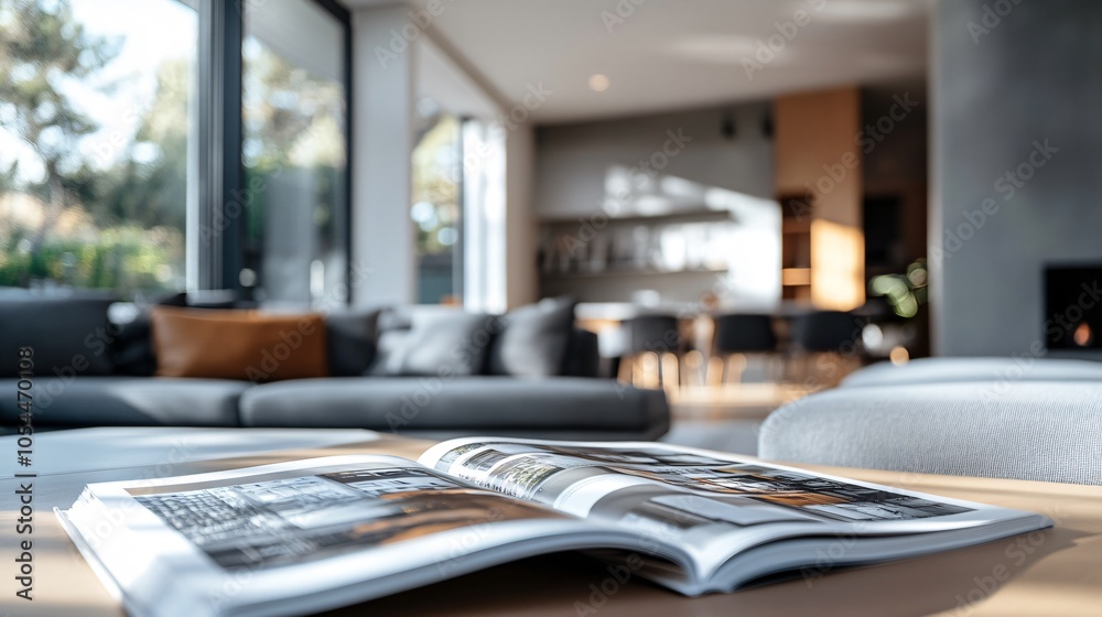 Modern Living Room with Open Magazine Modern Living Room with Open Magazine