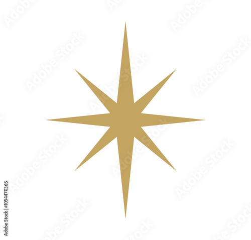 Christmas star icon. PNG illustration on transparent background.