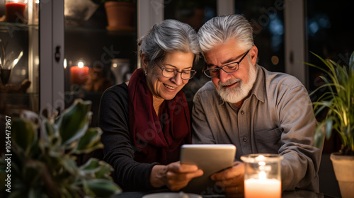 Happy senior couple at home, spending time together