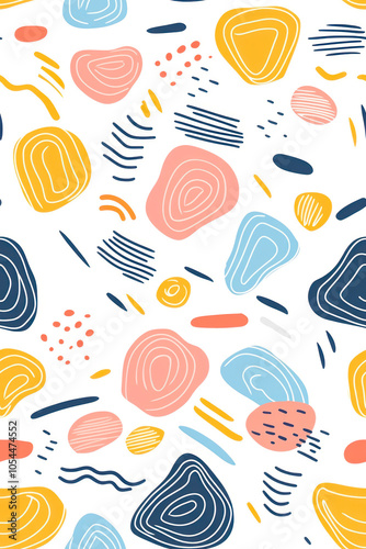 Vertical Fun colorful line doodle seamless pattern. Creative minimalist style art background for children.