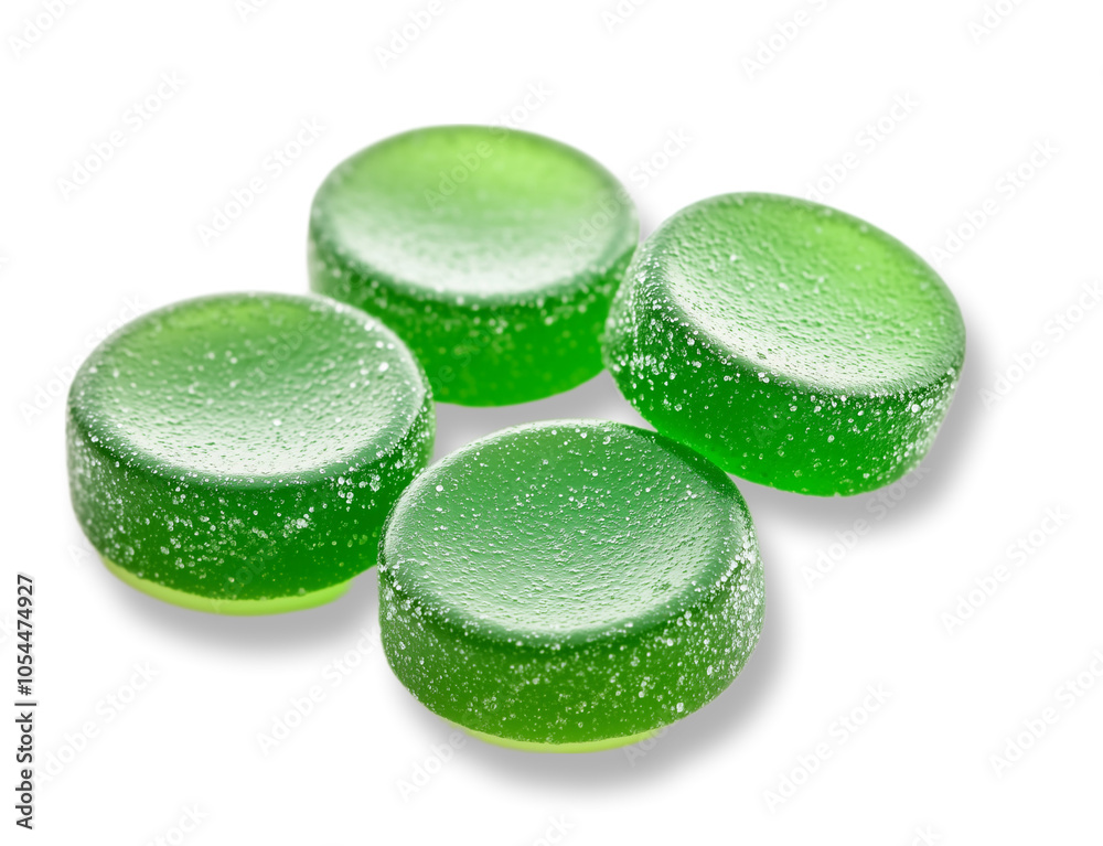 Green Gummy Candies Round Shiny Sweet Treats Green Gummy Candies Round Shiny Sweet Treats