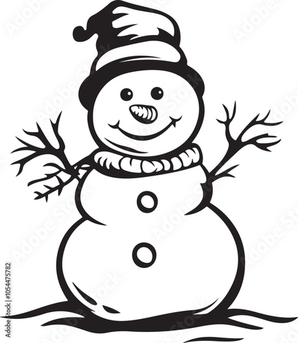 Snowman Christmas Silhouette Vector Illustration