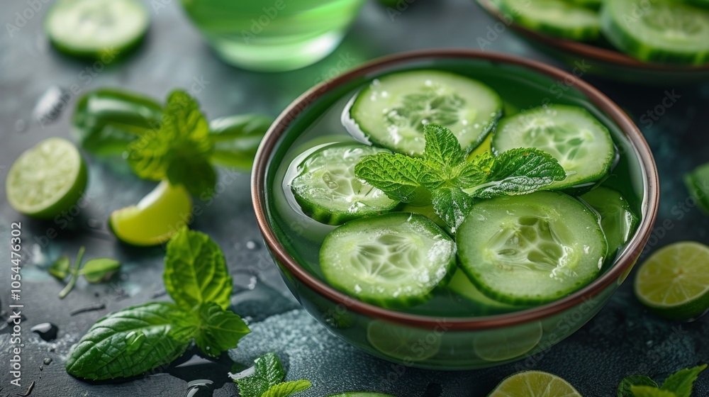 Obraz premium Refreshing Cucumber and Mint Detox Water Recipe