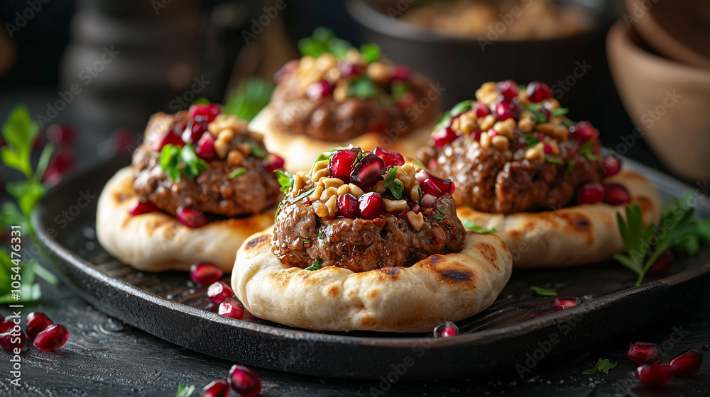 Mini Pita Bites with Lamb, Pomegranate, and Fresh Herbs Mini Pita Bites with Lamb, Pomegranate, and Fresh Herbs