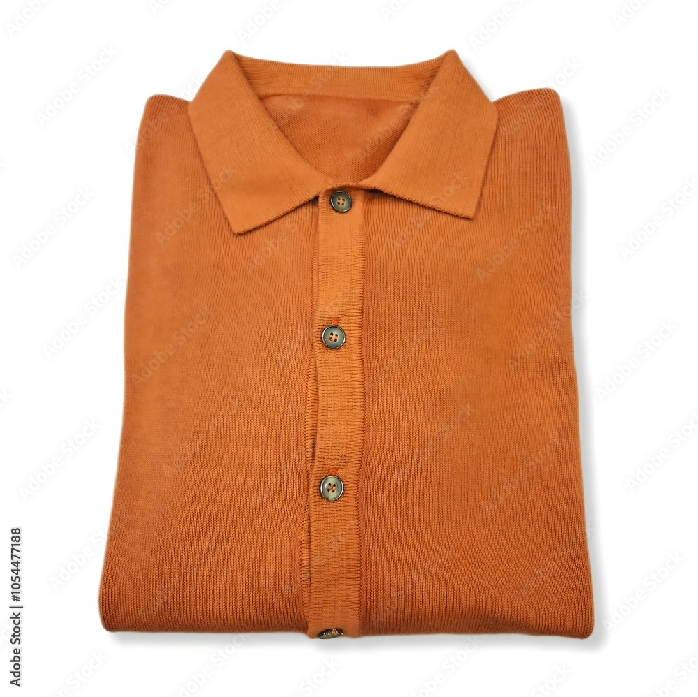 Shard cotton and cashmere pullover polo shirt with button closure, isolated on white background Shard cotton and cashmere pullover polo shirt with button closure, isolated on white background