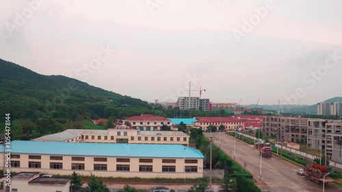 Aerial photography Weihai fishing tackle factory industrial park live video material photo