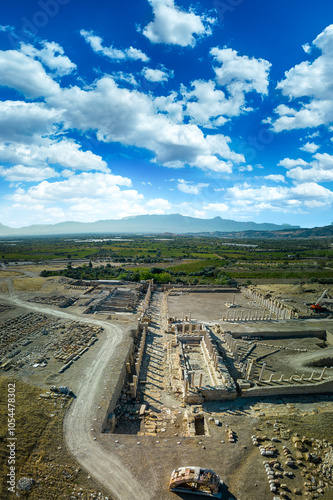 Aerial view of Tripolis on the Meander Ancient City in Denizli City, Turkiye photo