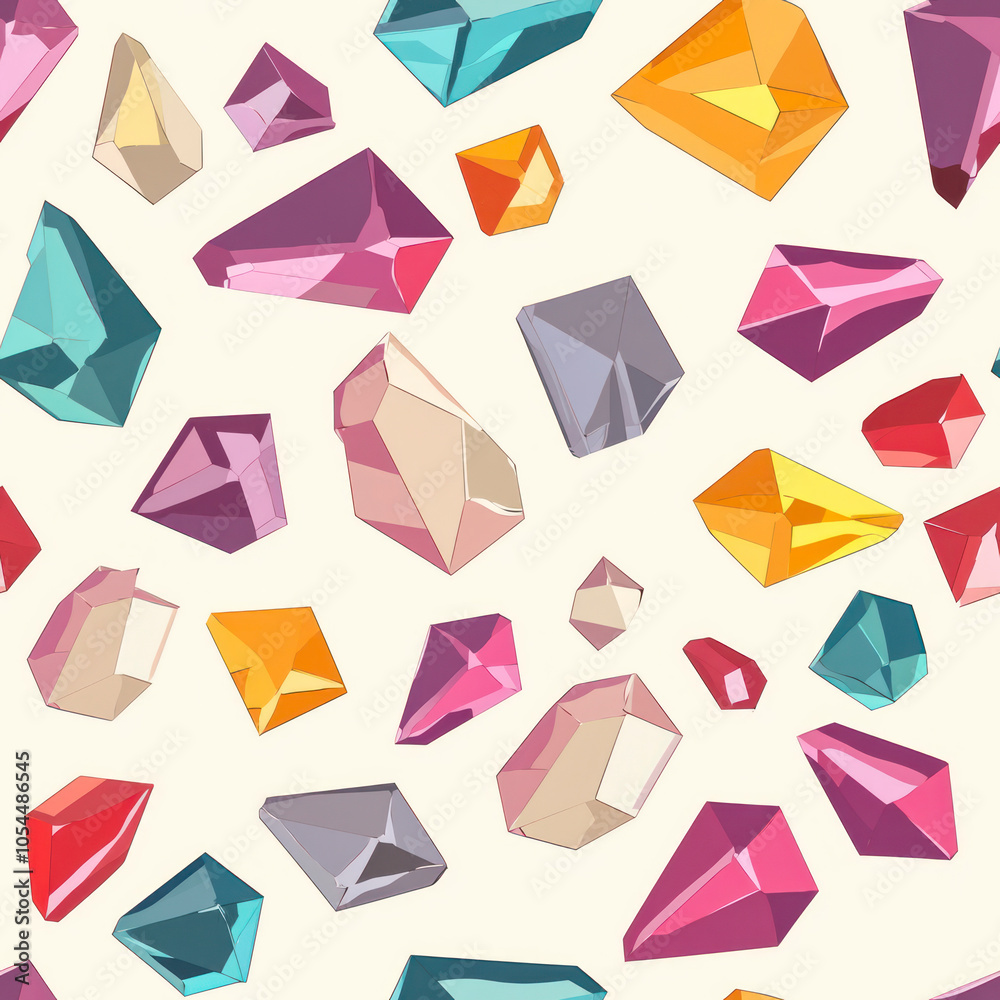 Vertical Geometric stones seamless crystal pattern for fabrics and linens and kids clothes.