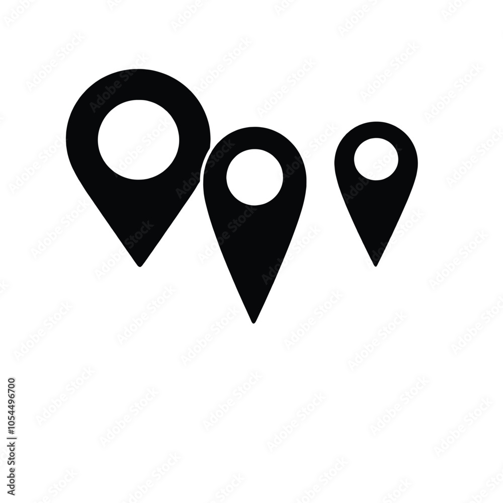 Fototapeta premium a black and white icon of three map pointers