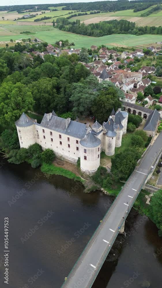 drone video La Guerche castle france europe drone video La Guerche castle france europe