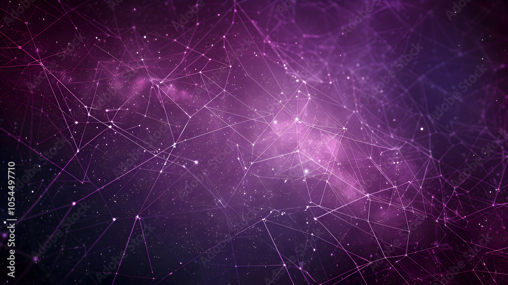 Fototapeta premium A deep purple background with intricate, thin white lines forming a symmetrical geometric pattern, evoking the appearance of a starry night sky