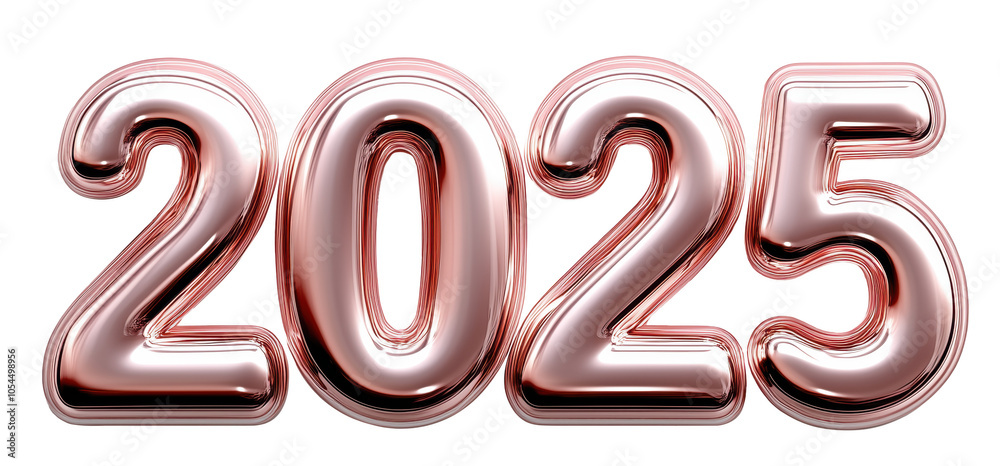 Rose gold foil numbers forming Rose gold foil numbers forming