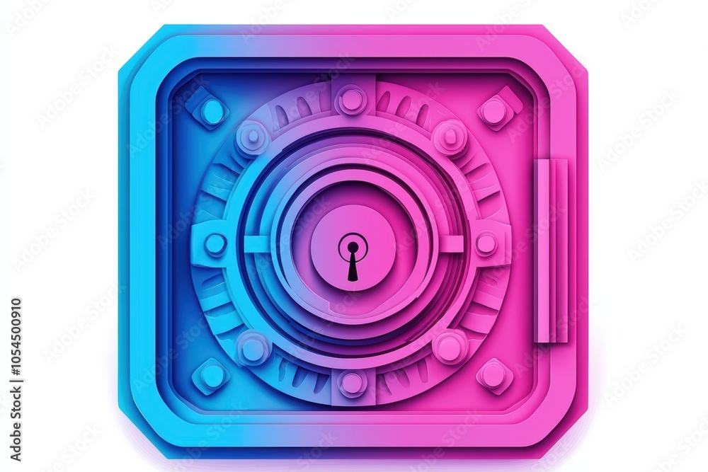 Colorful digital safe icon with a lock, modern design on a white isolated background. Colorful digital safe icon with a lock, modern design on a white isolated background.