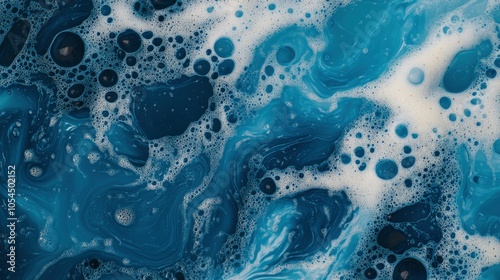 blue water wave abstract or pure natural bubble texture, gel soap, background photography 