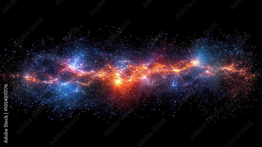Abstract cosmic nebula with glowing blue and orange lights. Abstract cosmic nebula with glowing blue and orange lights.