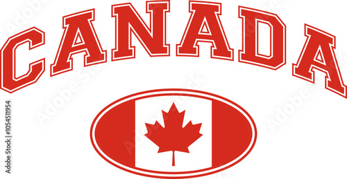 Canada Maple Leaf Flag Lettering - Patriotic Vector Design