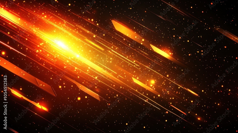 Abstract glowing orange and yellow light streaks on a black background. Abstract glowing orange and yellow light streaks on a black background.