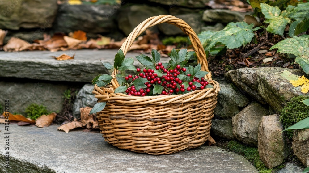 Vibrant red currant berries rest in a woven basket, illuminated by soft lighting against a minimal background