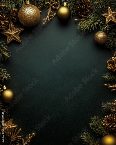 christmas celebration greeting card with decorations branches and details winter theme