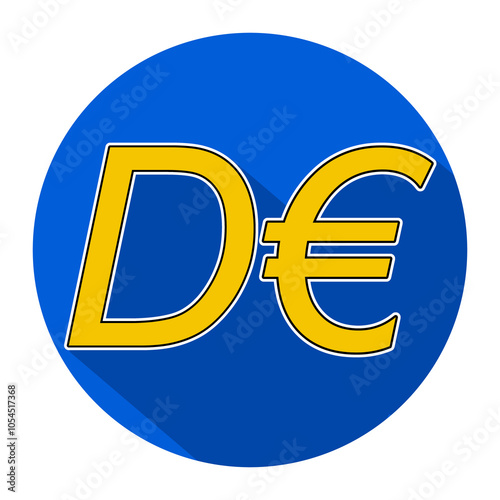 D€ as Digital EURO, EUR digital symbol icon, isolated, blue and yellow as the European Union flag style design photo