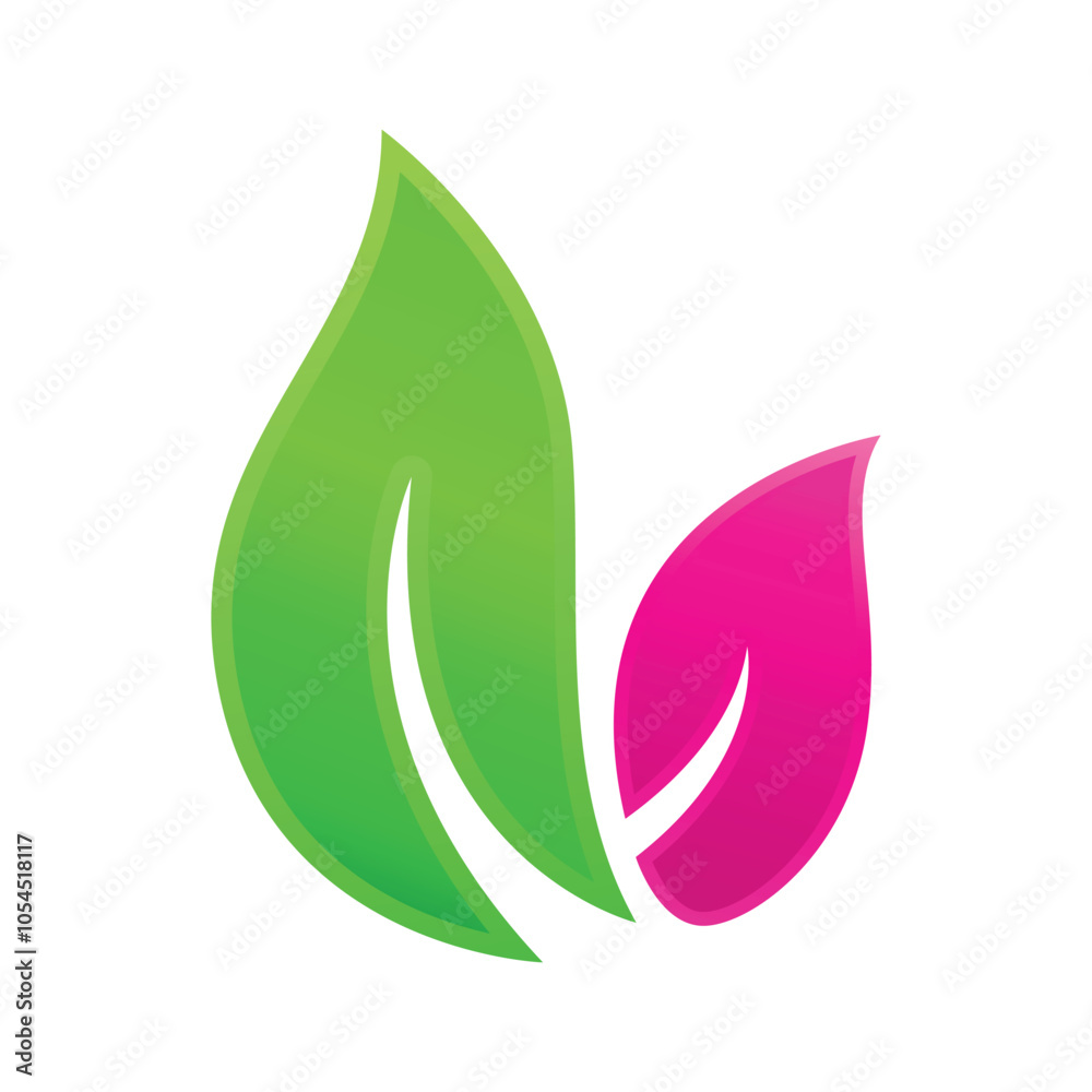 Green and pink abstract leaves illustration vector Green and pink abstract leaves illustration vector
