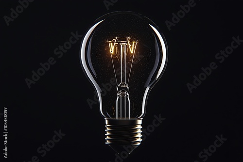 Close-up of an incandescent light bulb turned off, set against a black background.