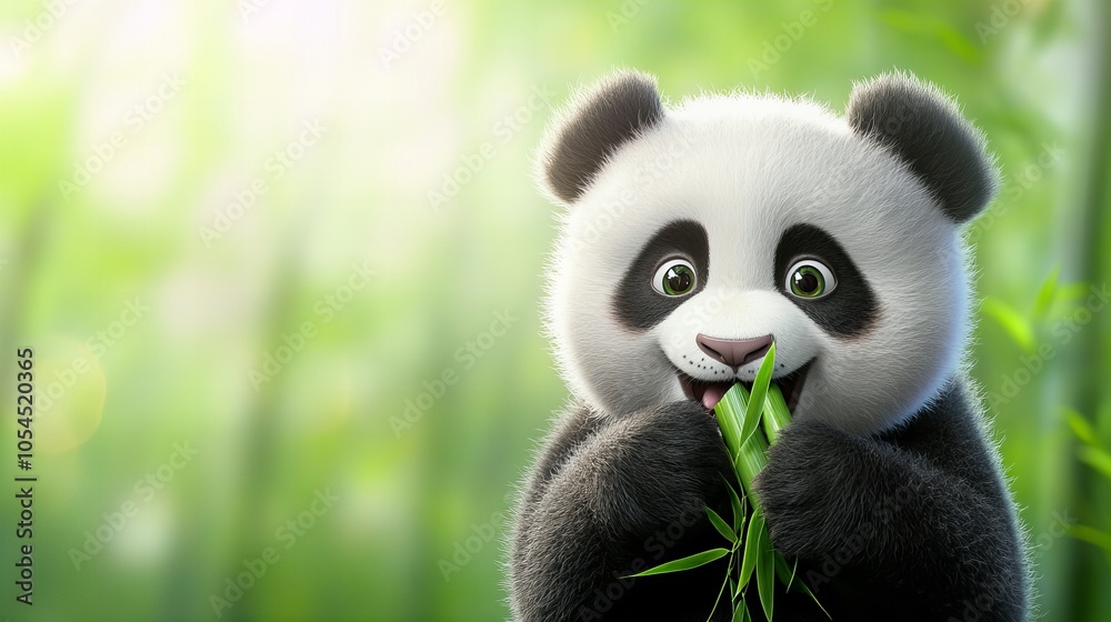 Adorable panda cub enjoying a delicious meal of bamboo. Adorable panda cub enjoying a delicious meal of bamboo.