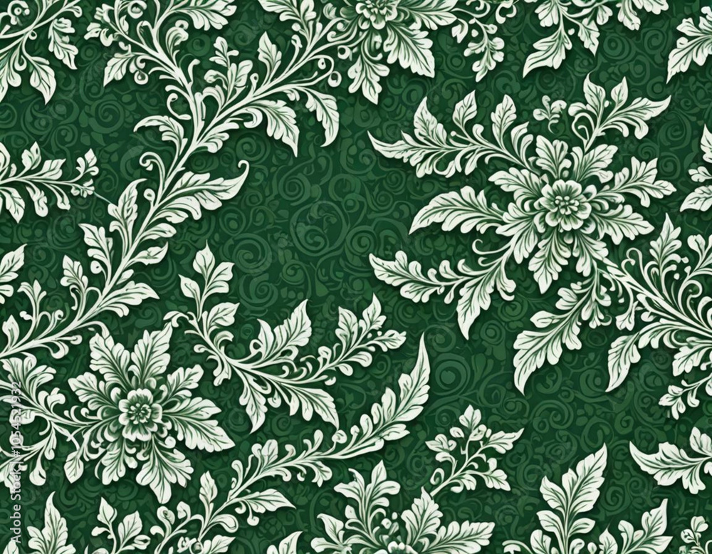 An elegant texture, in green and white color, digital art, background