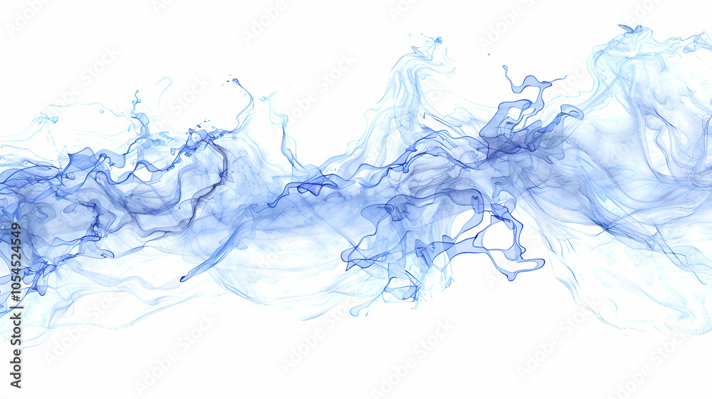 Delicate line art of water waves, outlined in soft blue, flowing effortlessly over a white backdrop, conveying a cool and serene atmosphere Delicate line art of water waves, outlined in soft blue, flowing effortlessly over a white backdrop, conveying a cool and serene atmosphere