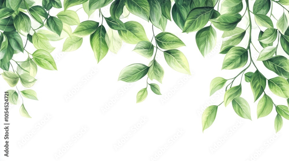 Naklejka premium Green nature leaves on white background vector isolated elements design
