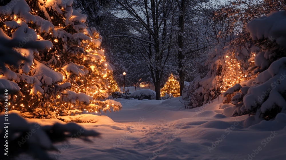 holiday winter christmas night background with snow and trees holiday winter christmas night background with snow and trees