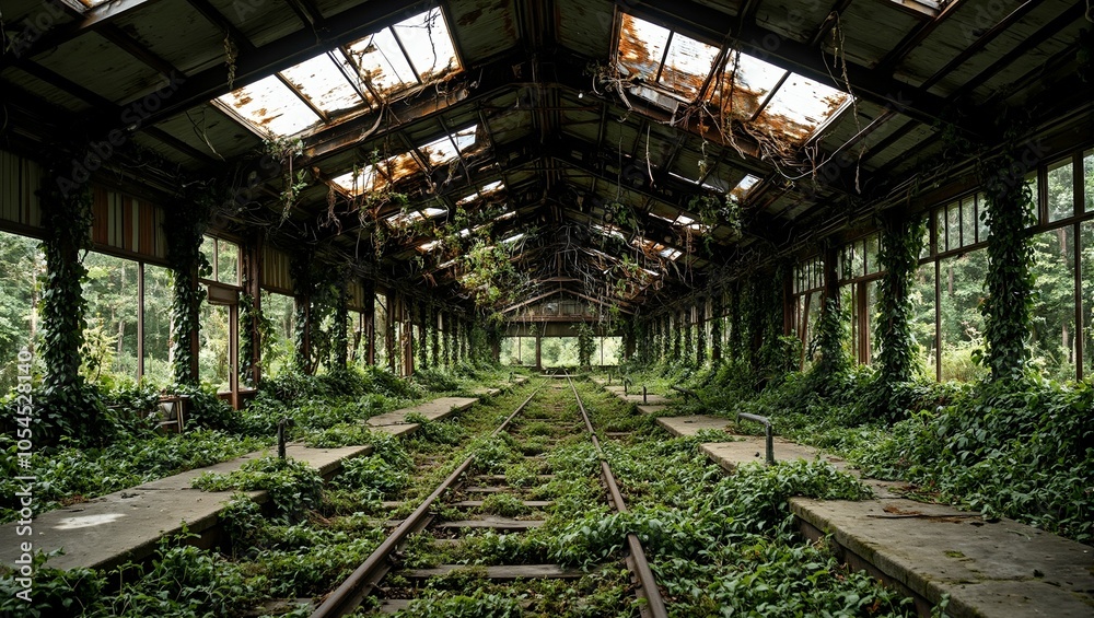 Mystical abandoned train station reclaimed by nature Mystical abandoned train station reclaimed by nature