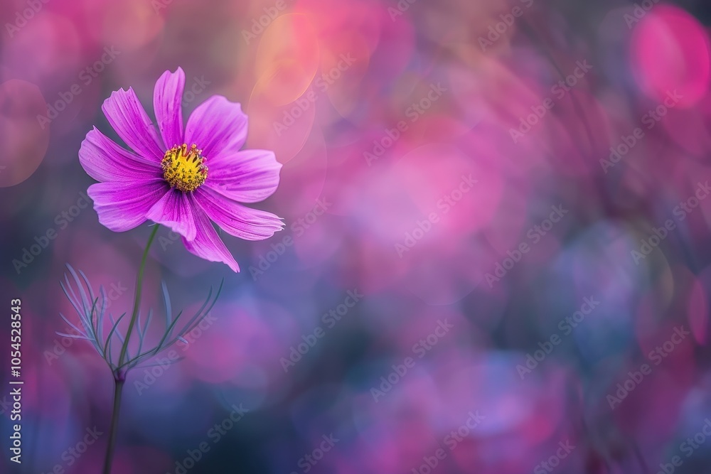 Blurred background enhances cosmos flower Blurred background enhances cosmos flower