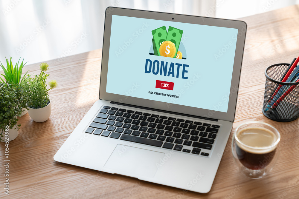 Fototapeta premium Online donation platform offer modish money sending system for people to transfer on the internet